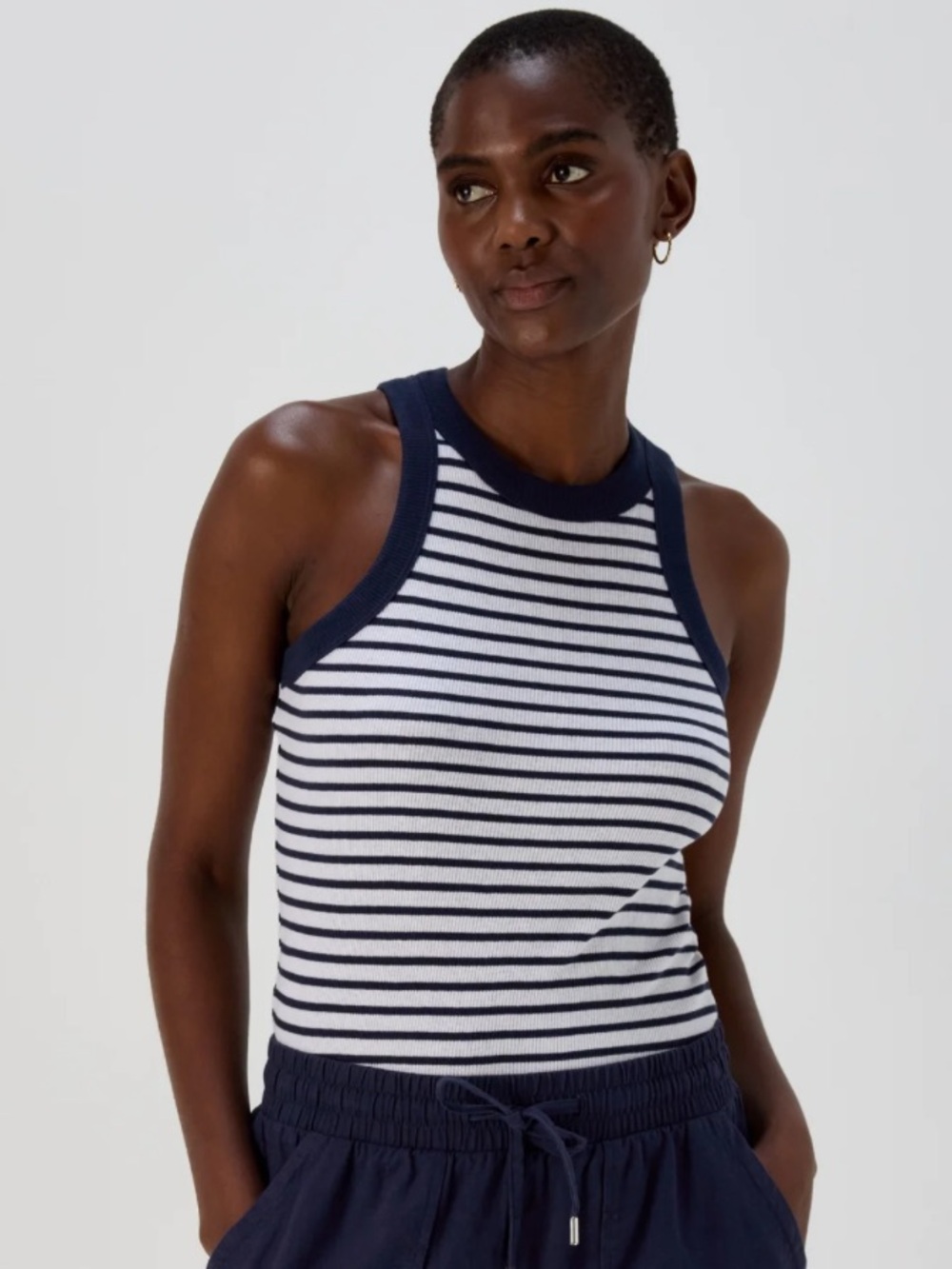 Navy and White Striped Tank Top